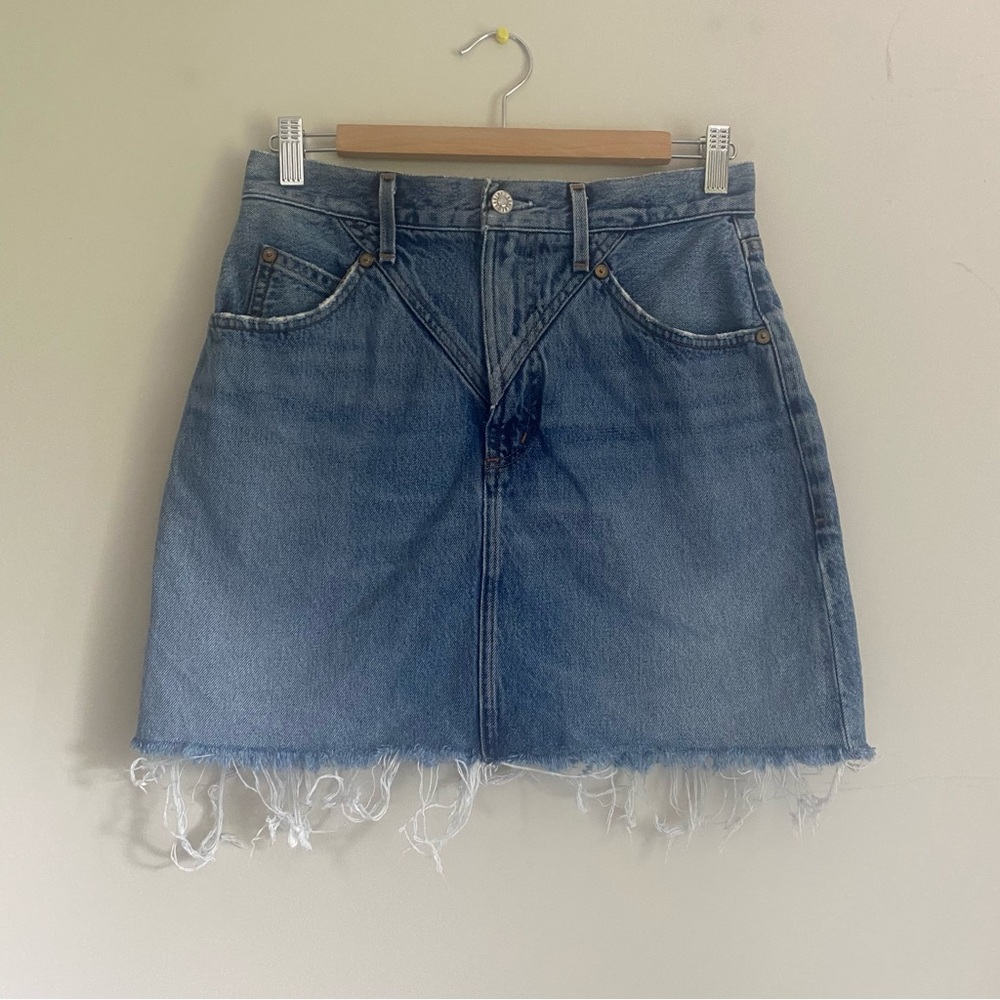 Agolde Denim Frayed Mini Skirt